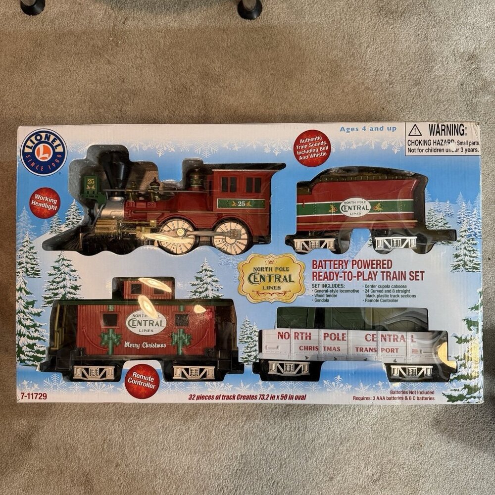 Lionel ~ 7-11729 North Pole Central Lines Christmas Train - CARS ONLY - 4 Cars